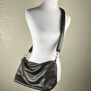 Elegant Brown Faux Leather Crossbody Bag